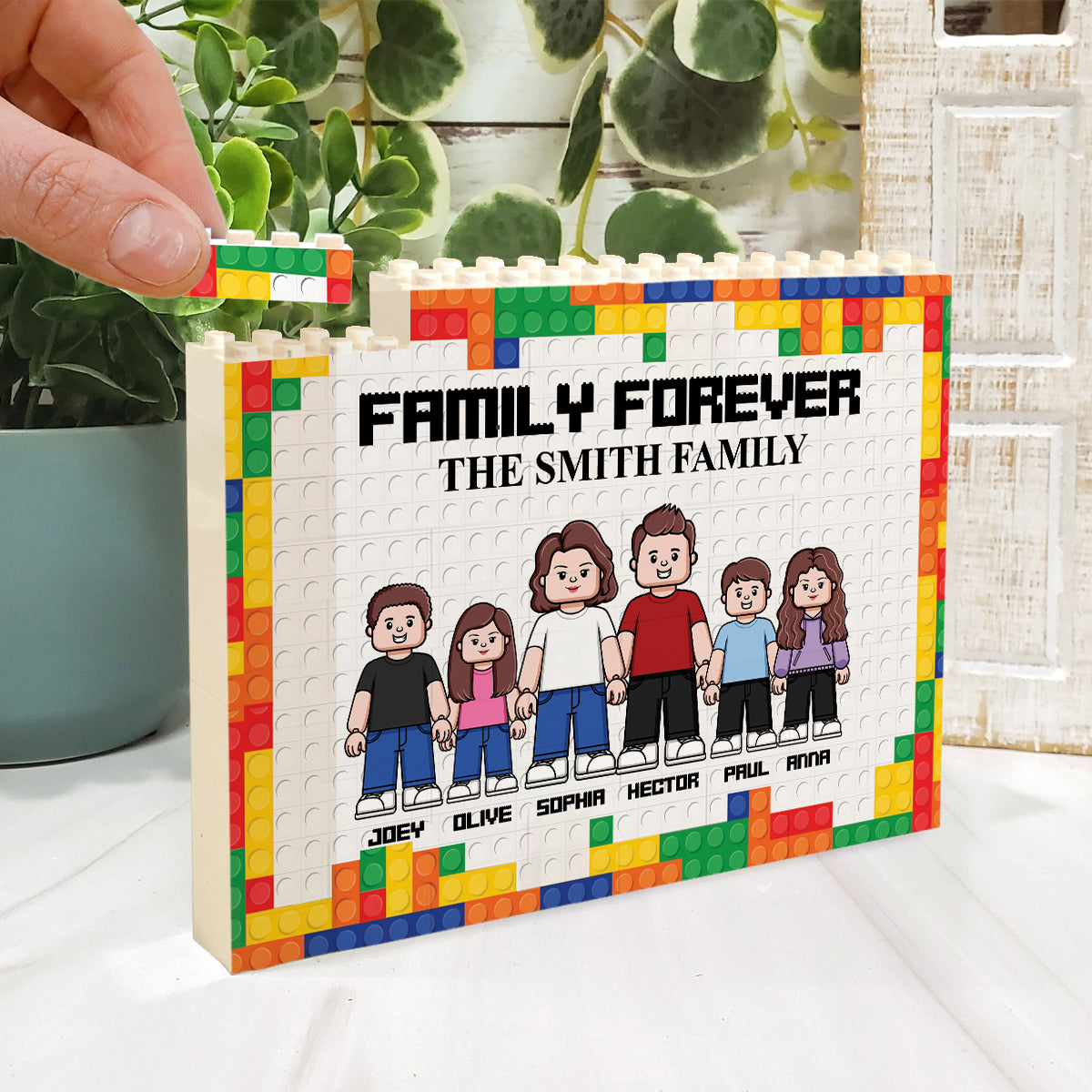 Personalized Family Building Brick Blocks Customizable Family Name Gift One-sided Rectangle Building Brick Blocks GradoCreations