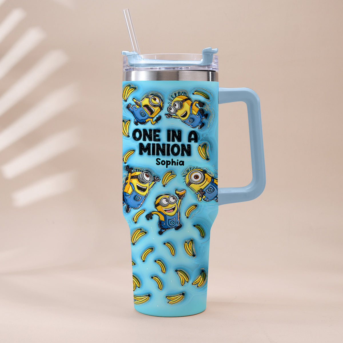 Personalized Minion Tumbler with Handle - Custom Name Gift Tumbler With Handle GradoCreations