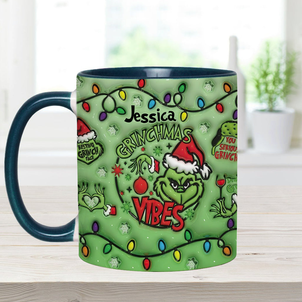 Personalized Grinchmas Vibes Accent Mug Custom Name Gift Accent Mug GradoCreations