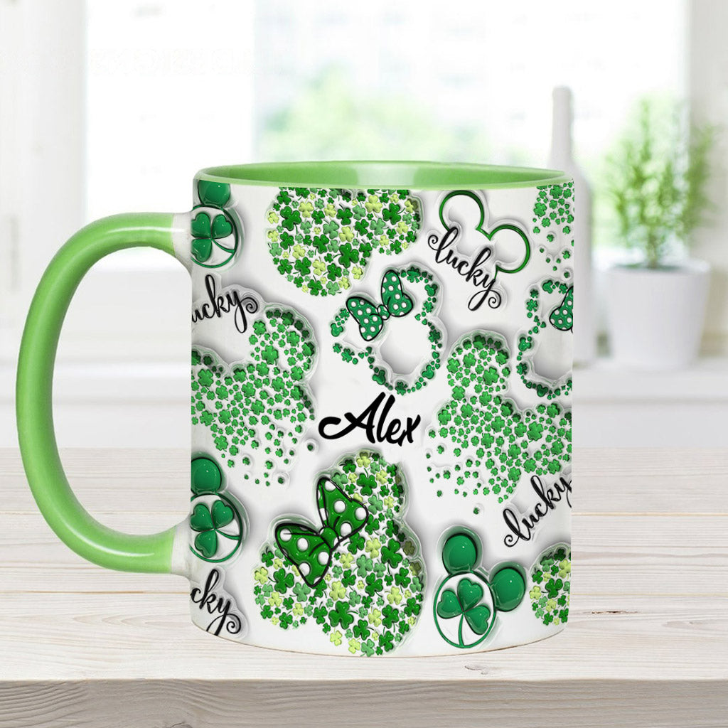 Personalized Shamrock Mouse Ears Accent Mug Gift for St. Patrick's Day Accent Mug GradoCreations