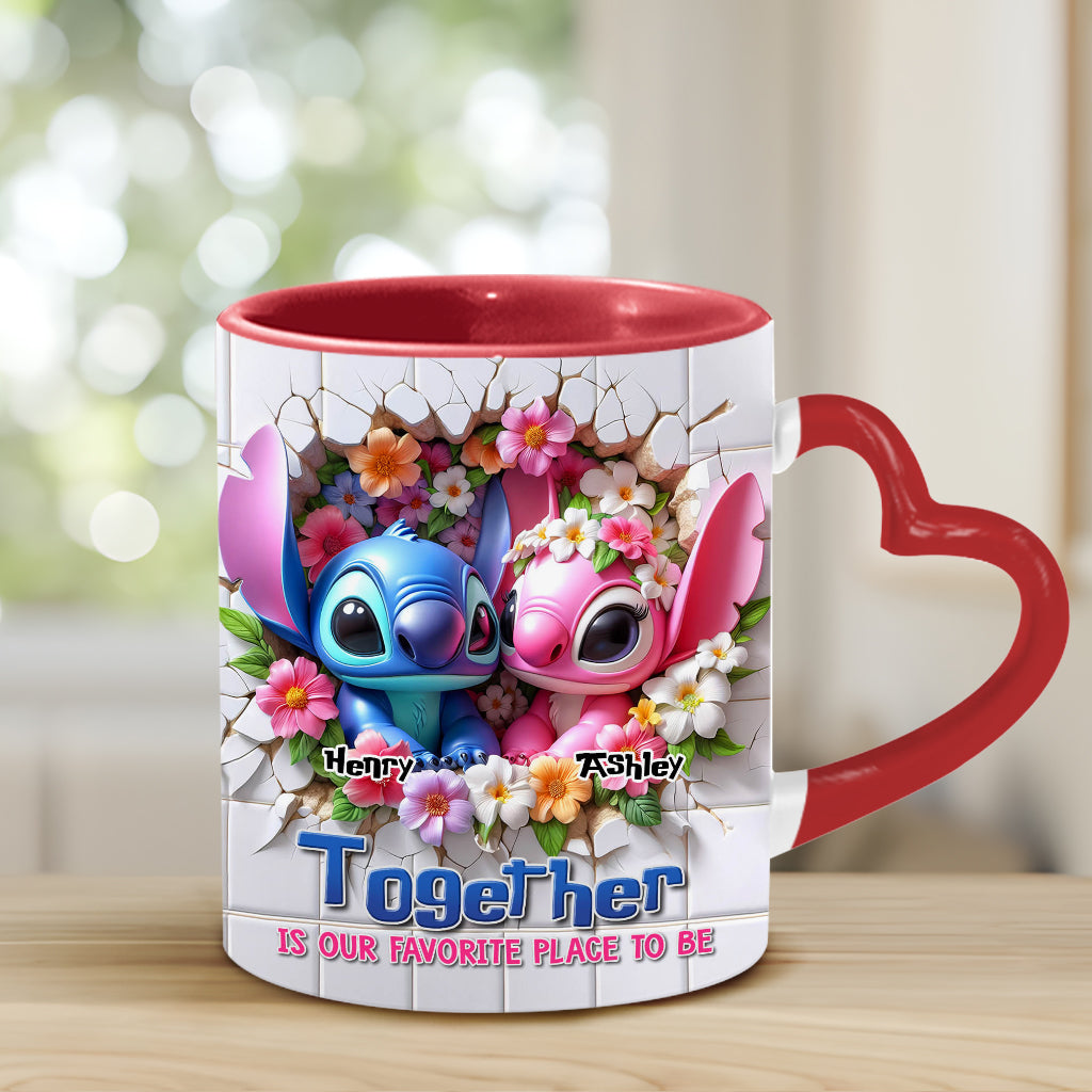 Personalized Heart Handle Mug Custom Names Couples Gift Heart Handle Mug GradoCreations