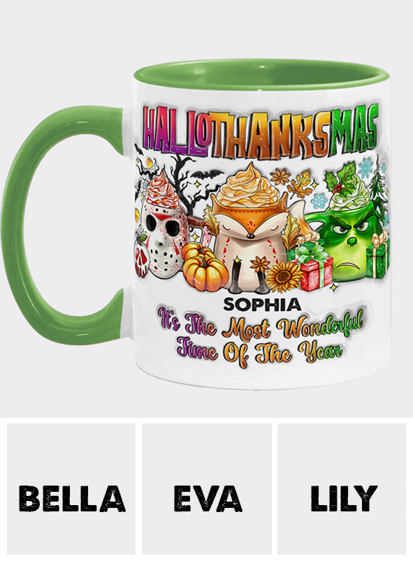 Personalized Hallothanksmas Accent Mug Custom Name Gift Accent Mug GradoCreations