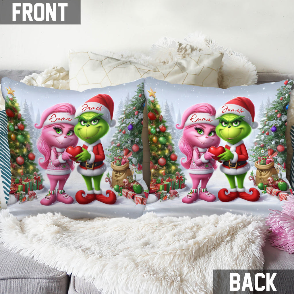 Personalized Grinchmas Throw Pillow Custom Names Gift for Christmas Throw Pillow GradoCreations