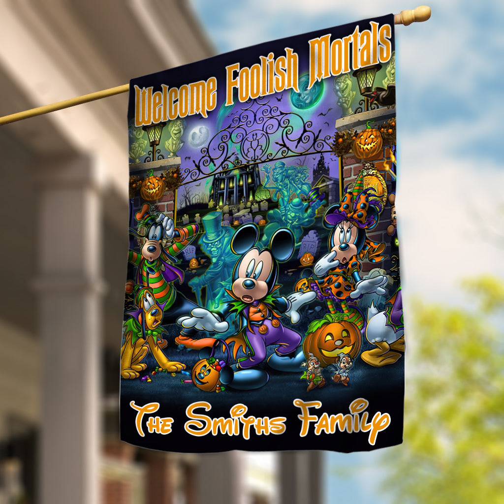 Personalized Halloween Mouse House Flag with Family Name House Flag GradoCreations