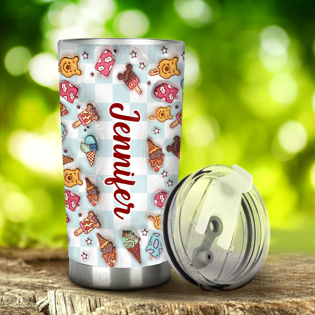 Personalized Tumbler with Snacks Design Custom Name Gift Tumbler GradoCreations