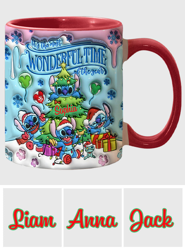 Personalized Merry Stitchmas Accent Mug Custom Name Gift for Christmas Accent Mug GradoCreations
