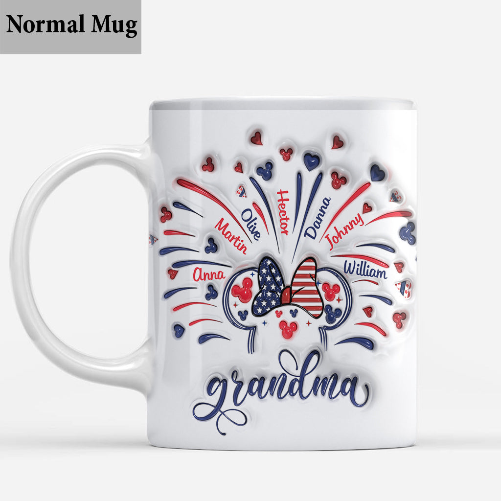 Personalized Firework Mouse Mug Custom Family Names Gift for Grandma Mug GradoCreations