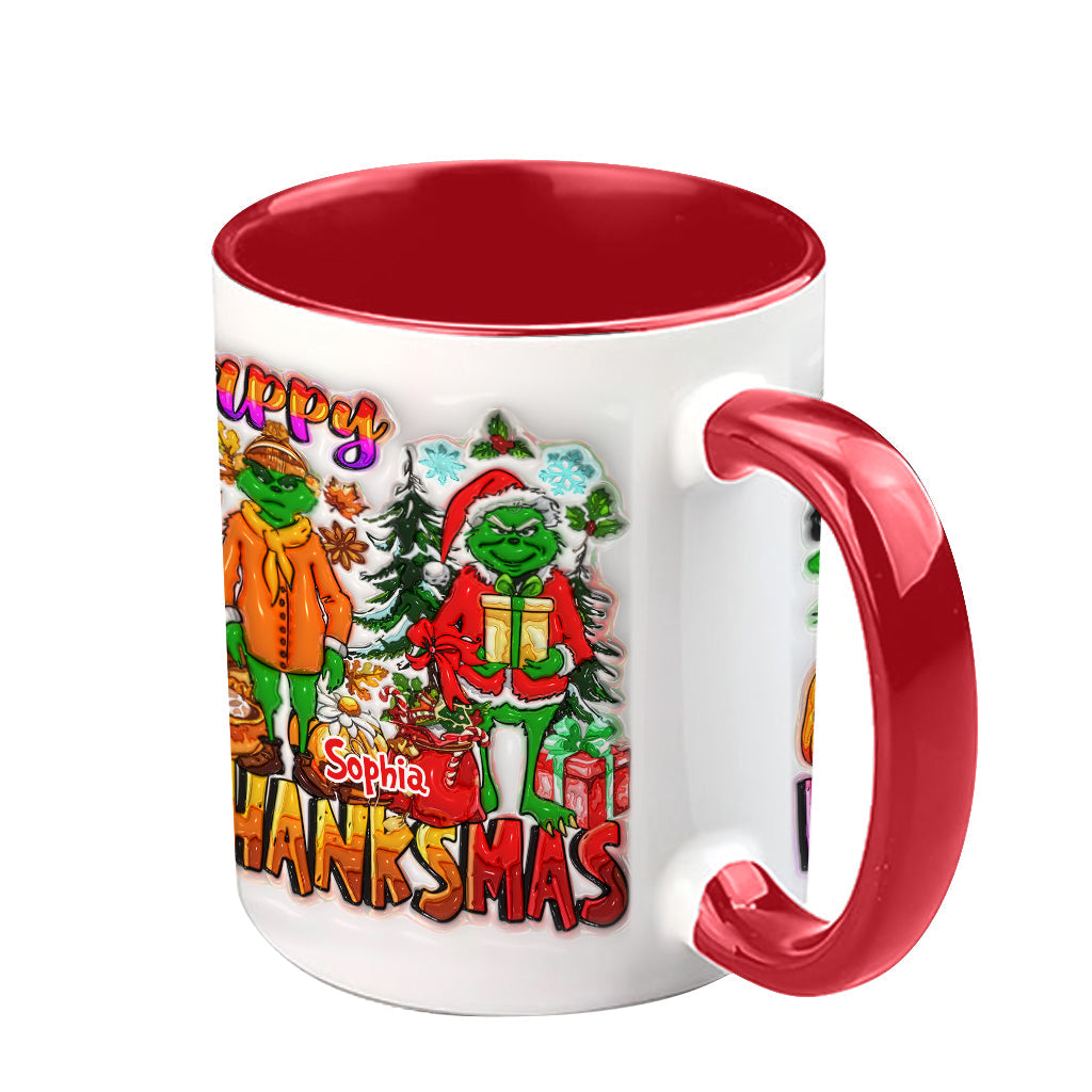 Personalized Grinch Accent Mug Custom Name Holiday Gift Accent Mug GradoCreations