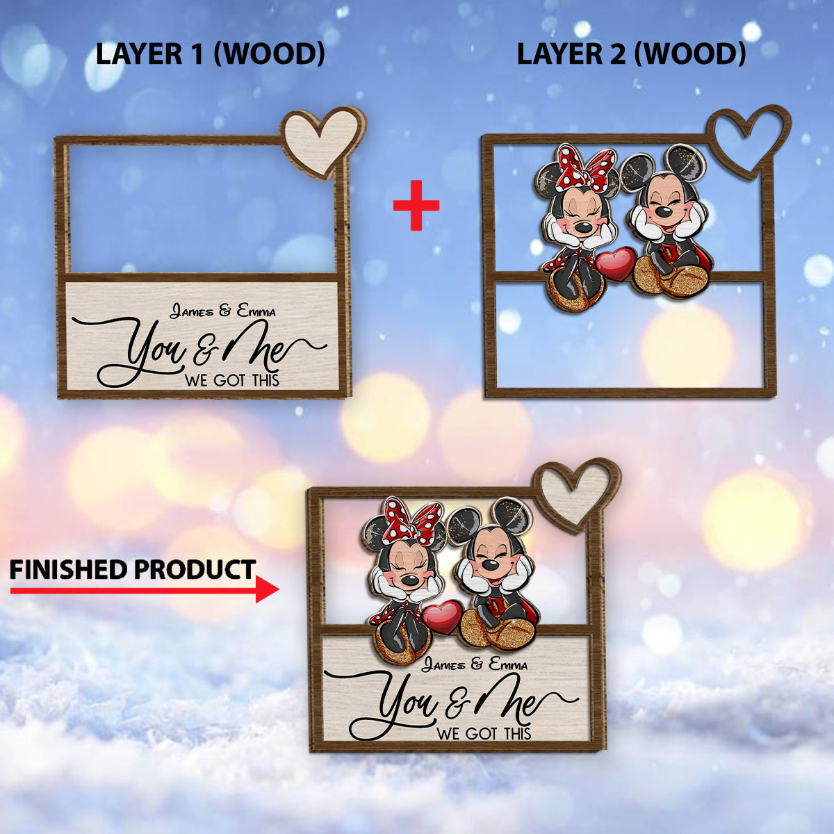 Personalized Mickey Mouse Ears Wood Sign Custom Name Gift 2 Layered Wood Sign GradoCreations