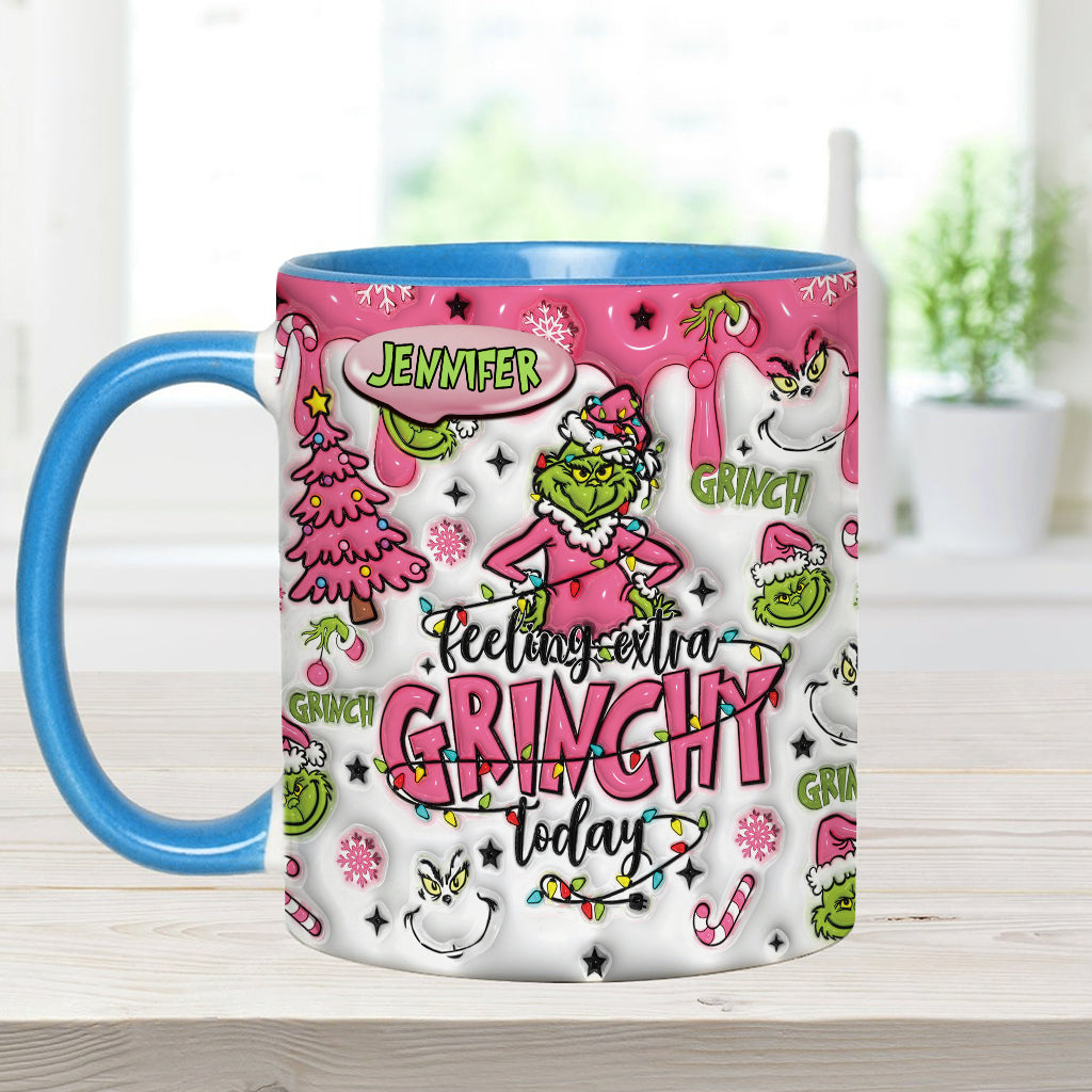 Personalized Grinch Accent Mug & Coaster Gift for Christmas Accent Mug GradoCreations