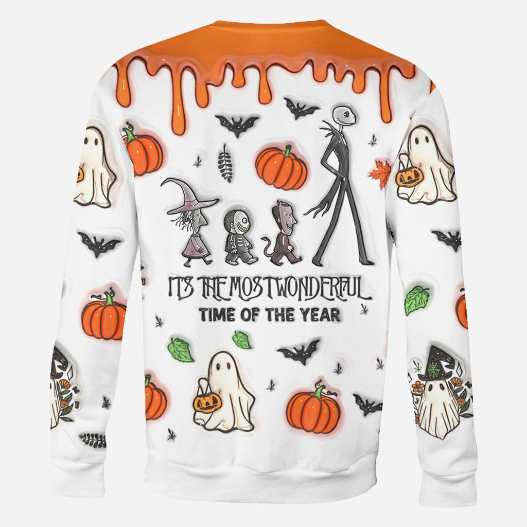Personalized Autumn Skeleton All Over Shirt Custom Name Halloween Gift All Over Shirt GradoCreations