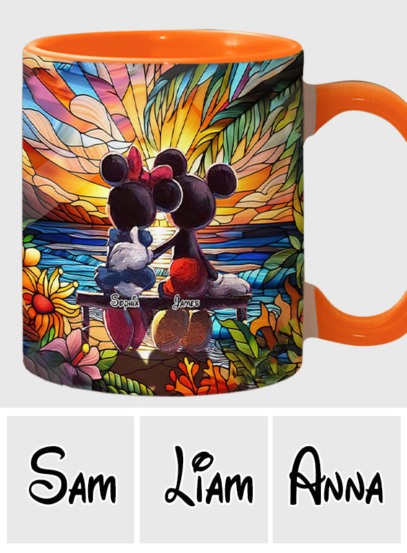 Personalized Sunset Accent Mug Custom Name Gift for Couples Accent Mug GradoCreations