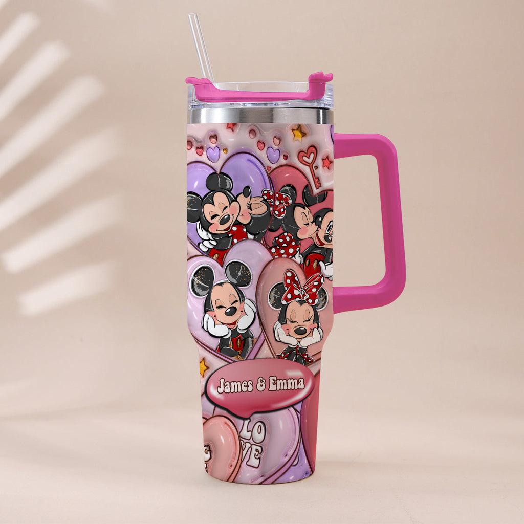 Personalized Mouse Ears Couple Tumbler with Handle for Engagement Tumbler With Handle GradoCreations