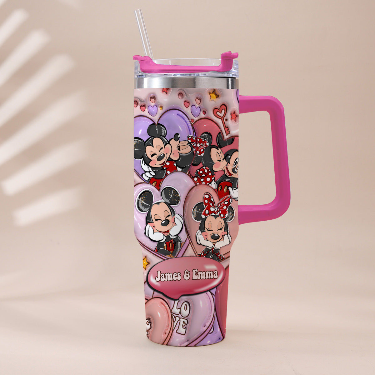 Personalized Mouse Ears Couple Tumbler with Handle for Engagement Tumbler With Handle GradoCreations