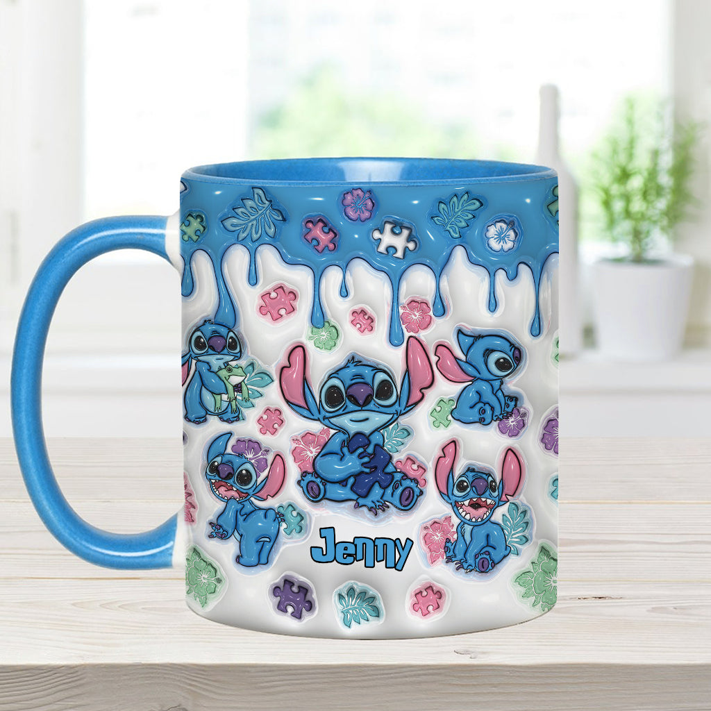 Personalized Autism Awareness Accent Mug Custom Name Gift Accent Mug GradoCreations