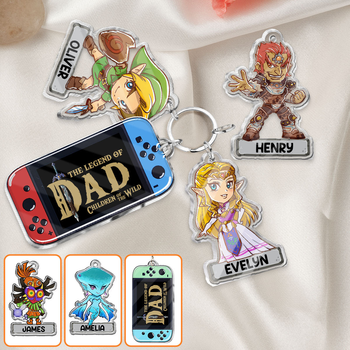 Personalized Keychain with Charms Featuring The Legend of Dad Gift for Father's Day Keychain with Charms GradoCreations