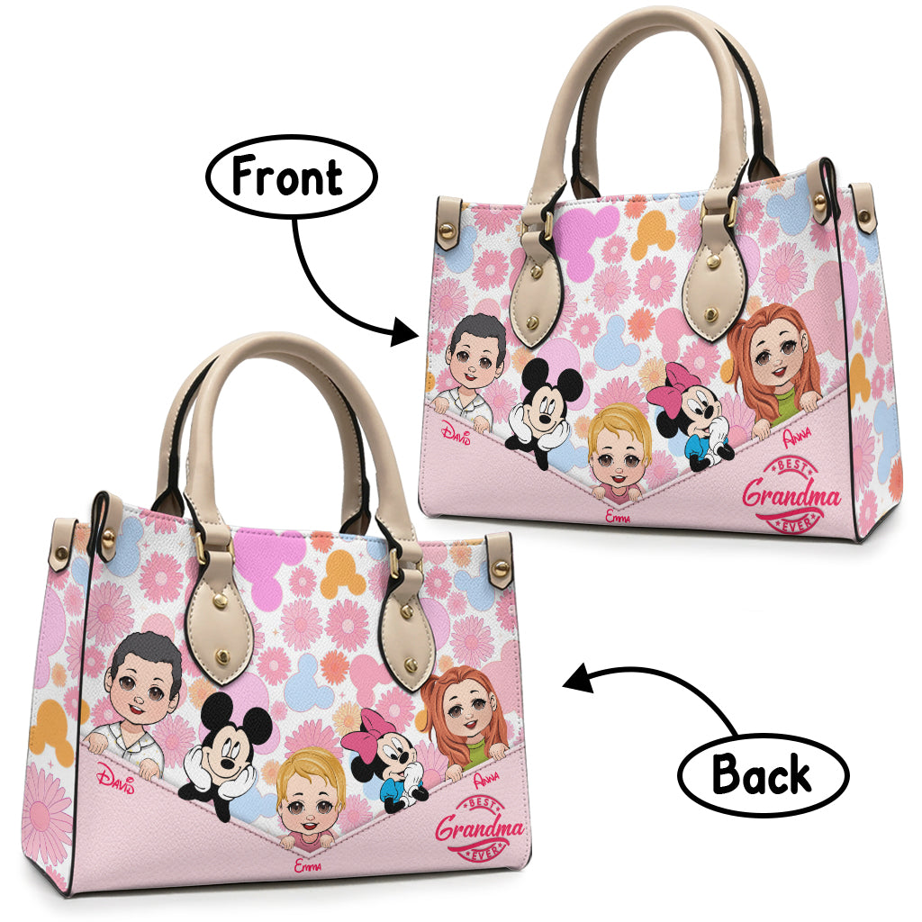 Personalized Leather Handbag Best Grandma Gift with Kids' Faces Leather Handbag GradoCreations