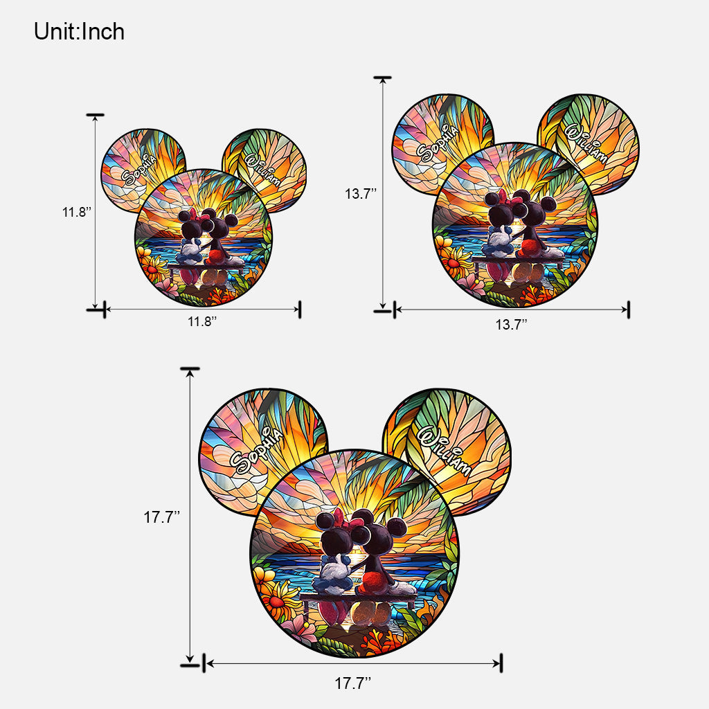 Personalized Mickey Mouse Shaped Wood Sign Custom Name Gift for Couples Wood Sign GradoCreations