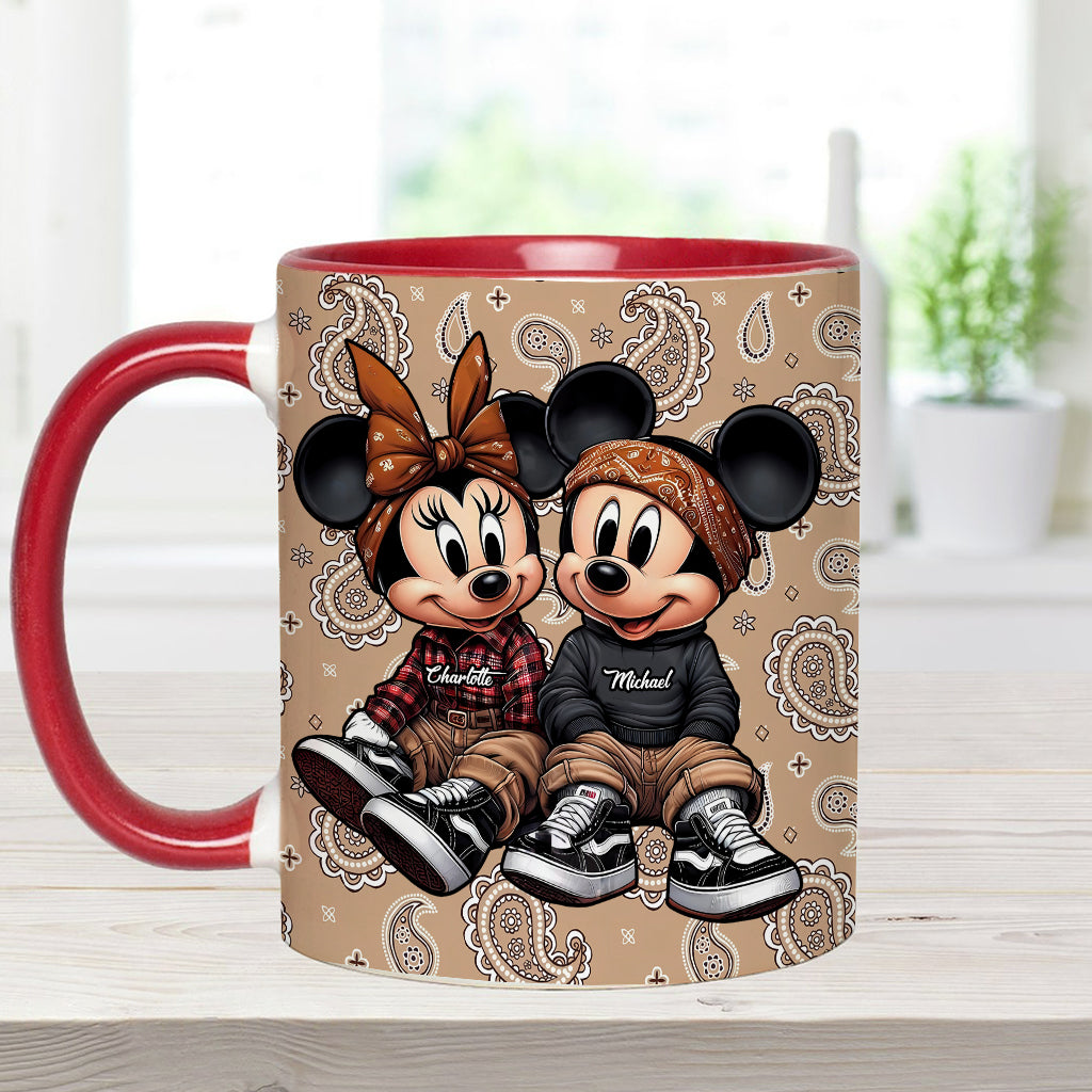 Personalized Mouse Couple Accent Mug Custom Name Gift for Anniversary Accent Mug GradoCreations