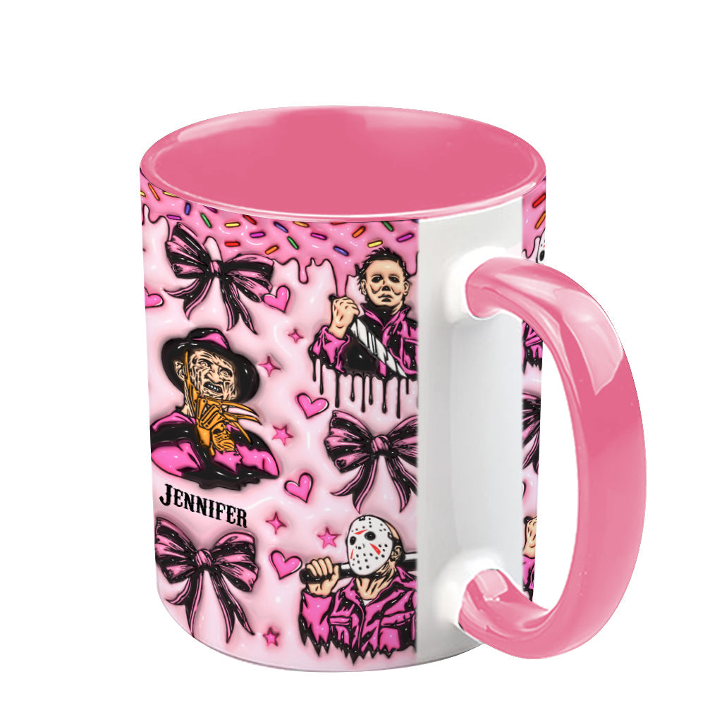 Personalized Pink Halloween Accent Mug with Custom Name Accent Mug GradoCreations