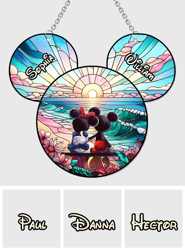 Personalized Sunrise Mouse Window Hanging Suncatcher Gift for Couples Window Hanging Suncatcher Ornament GradoCreations