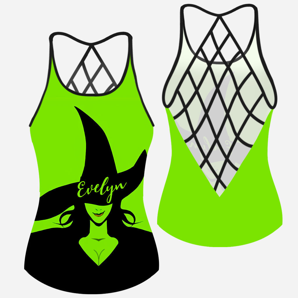 Personalized Witch Cross Tank Top with Custom Name for Halloween Cross Tank Top GradoCreations