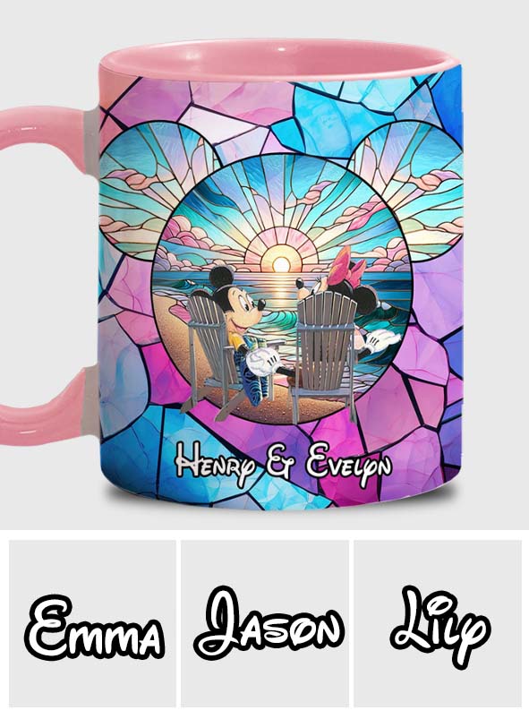 Personalized Ceramic Accent Mug with Sunset Design for Couples Accent Mug GradoCreations
