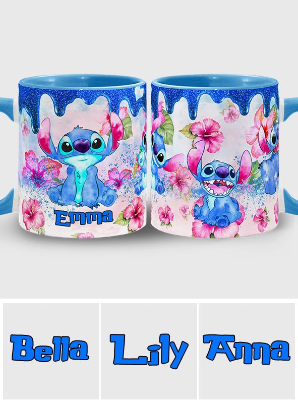 Personalized Ohana Accent Mug Colorful Floral Design Gift Accent Mug GradoCreations