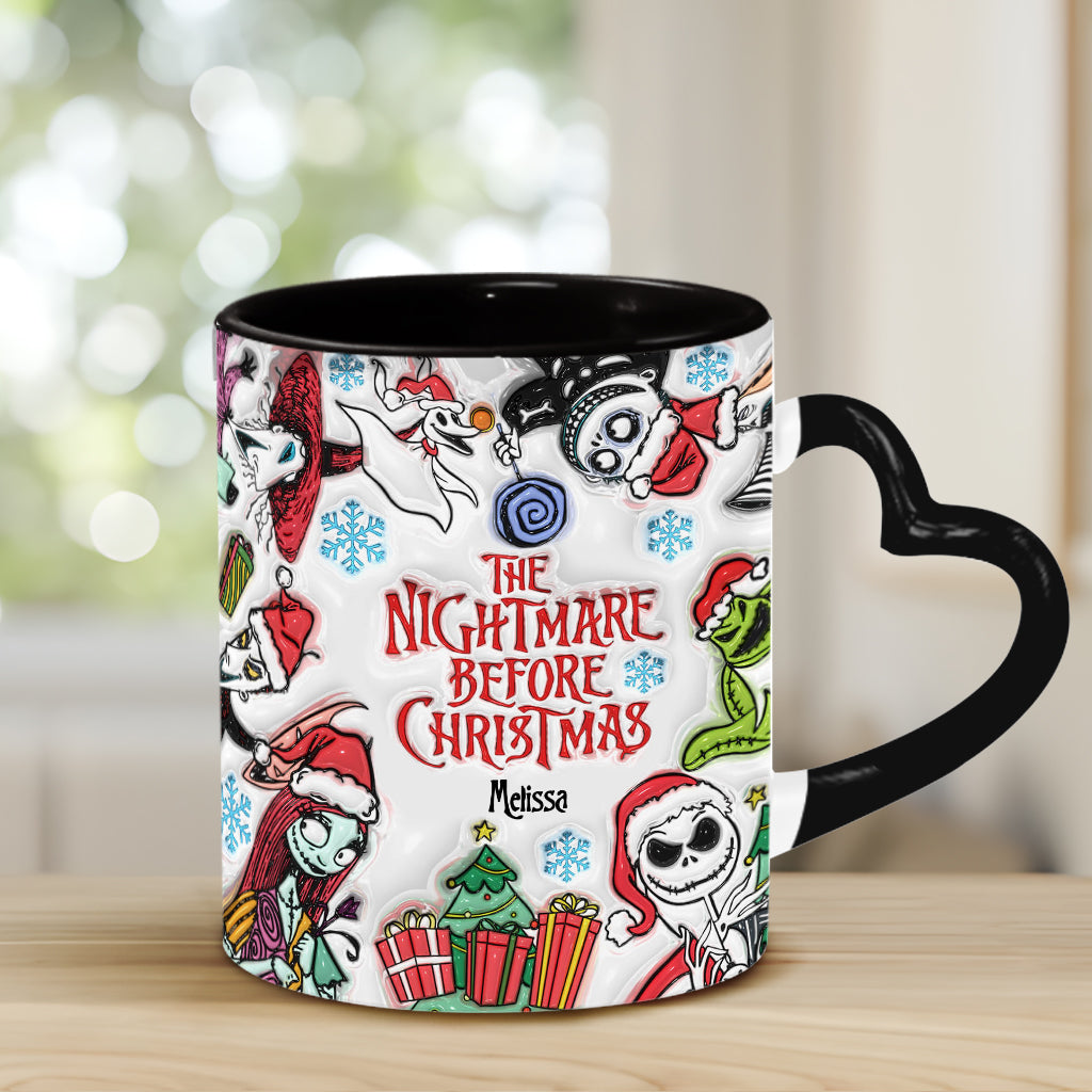 Personalized Nightmare Before Christmas Mug with Heart Handle Heart Handle Mug GradoCreations