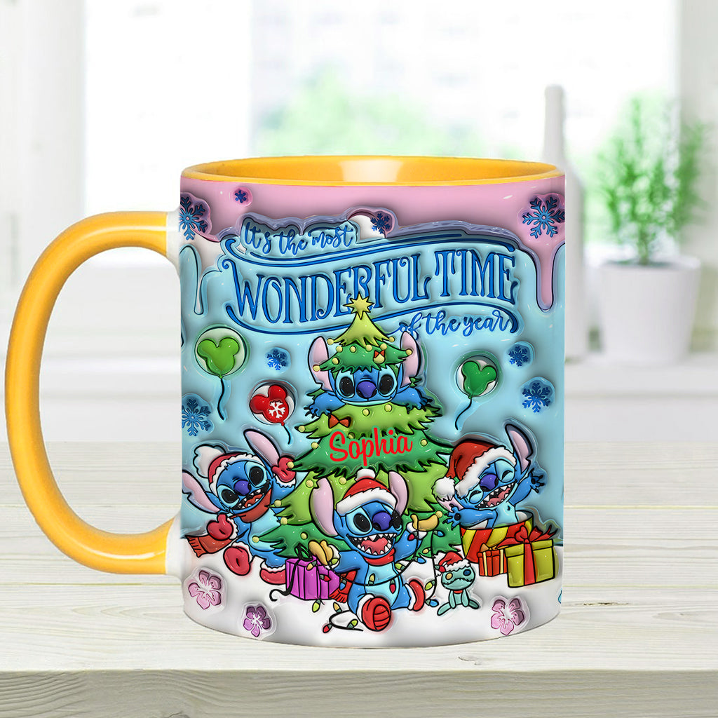 Personalized Merry Stitchmas Accent Mug Custom Name Gift for Christmas Accent Mug GradoCreations