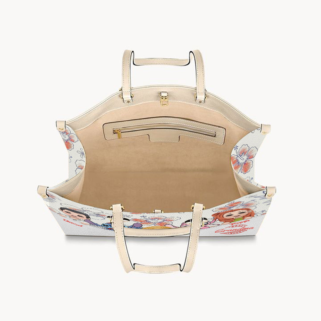 Personalized Leather Handbag for Grandma with Custom Characters Leather Handbag GradoCreations