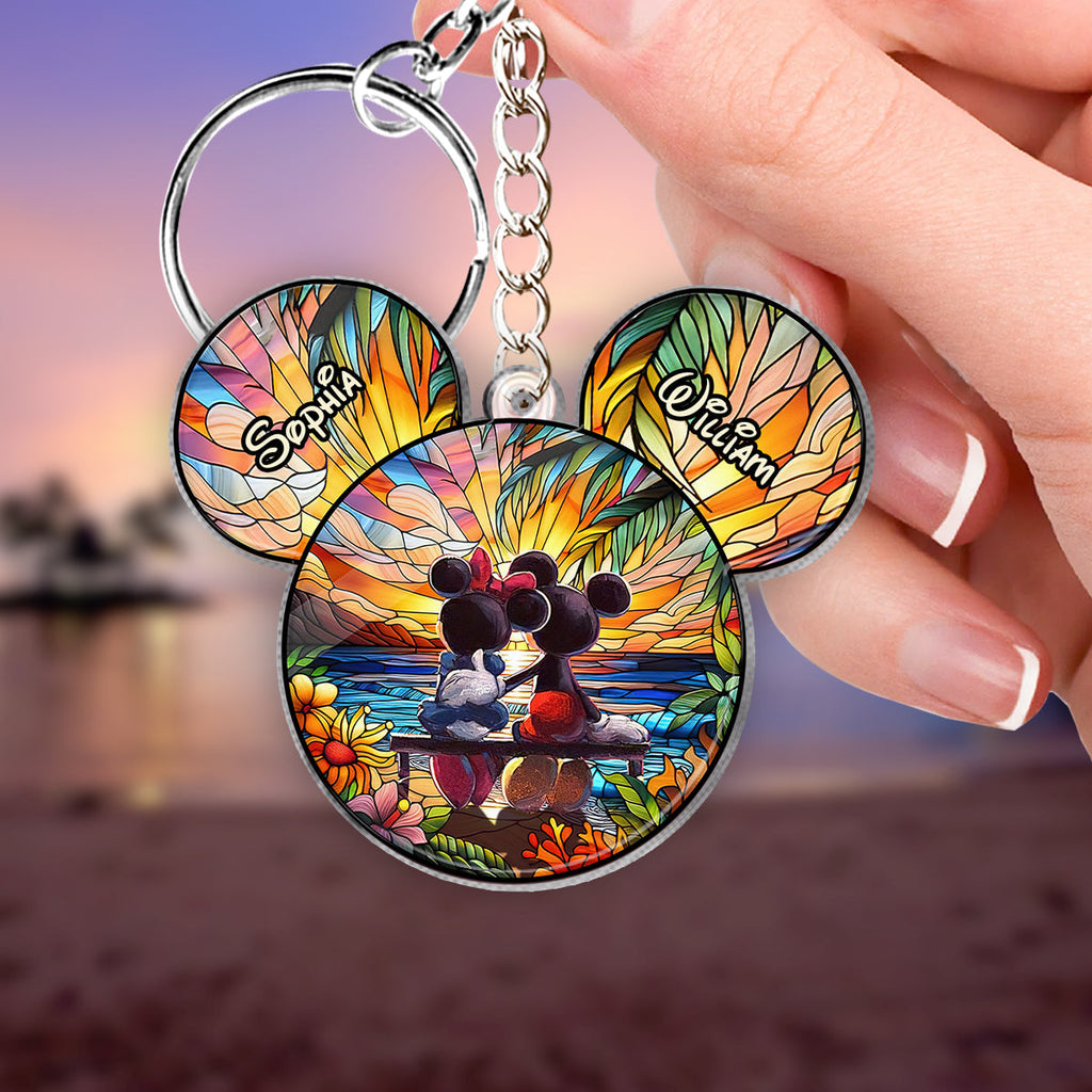 Personalized Acrylic Mouse Keychain Custom Names Gift for Couples One-sided Keychain GradoCreations