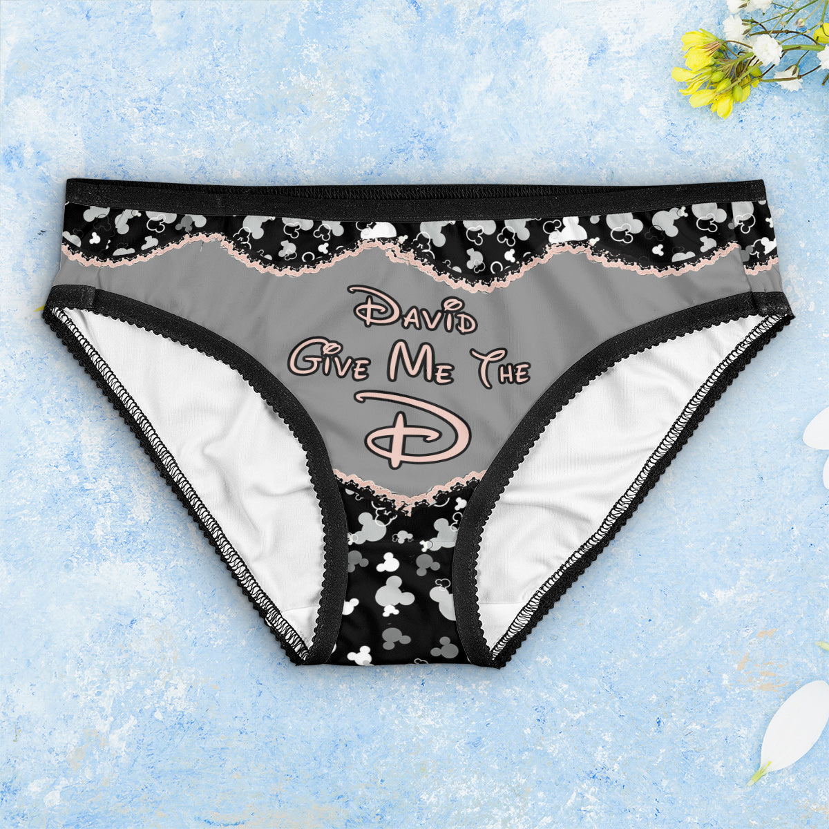 Personalized Lace Border Women Briefs Custom Text Gift Lace Border Women Briefs GradoCreations