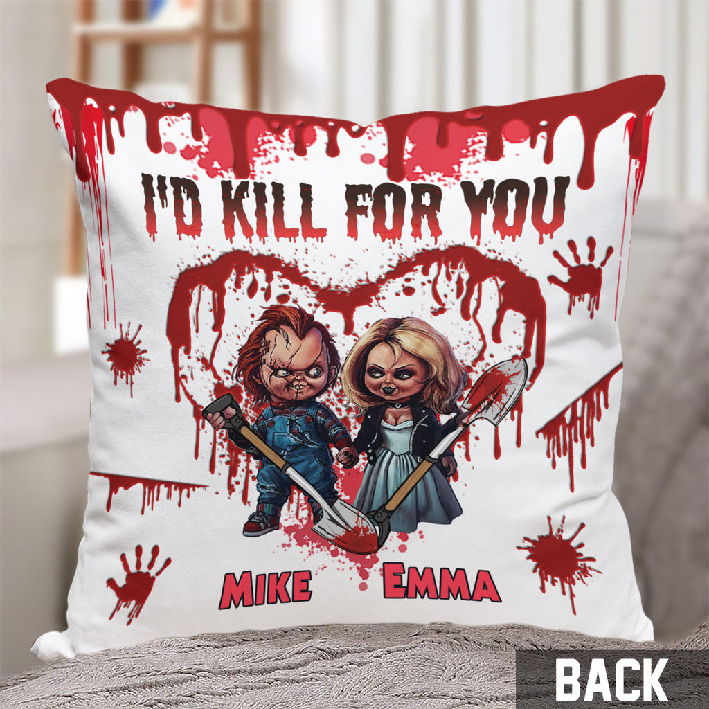 Personalized Horror Throw Pillow Custom Names Couples Gift Throw Pillow GradoCreations