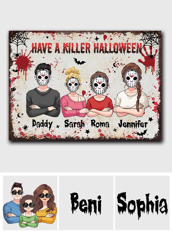 Personalized Halloween Family Metal Sign Custom Name Decor Rectangle Metal Sign GradoCreations