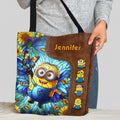 Personalized Stained Glass Minion Tote Bag Custom Name Gift Tote Bag GradoCreations