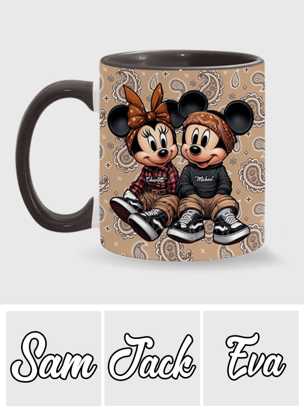 Personalized Mouse Couple Accent Mug Custom Name Gift for Anniversary Accent Mug GradoCreations