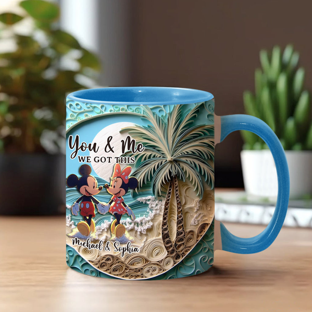 Personalized Couple Beach Scene Accent Mug Custom Names Gift Accent Mug GradoCreations