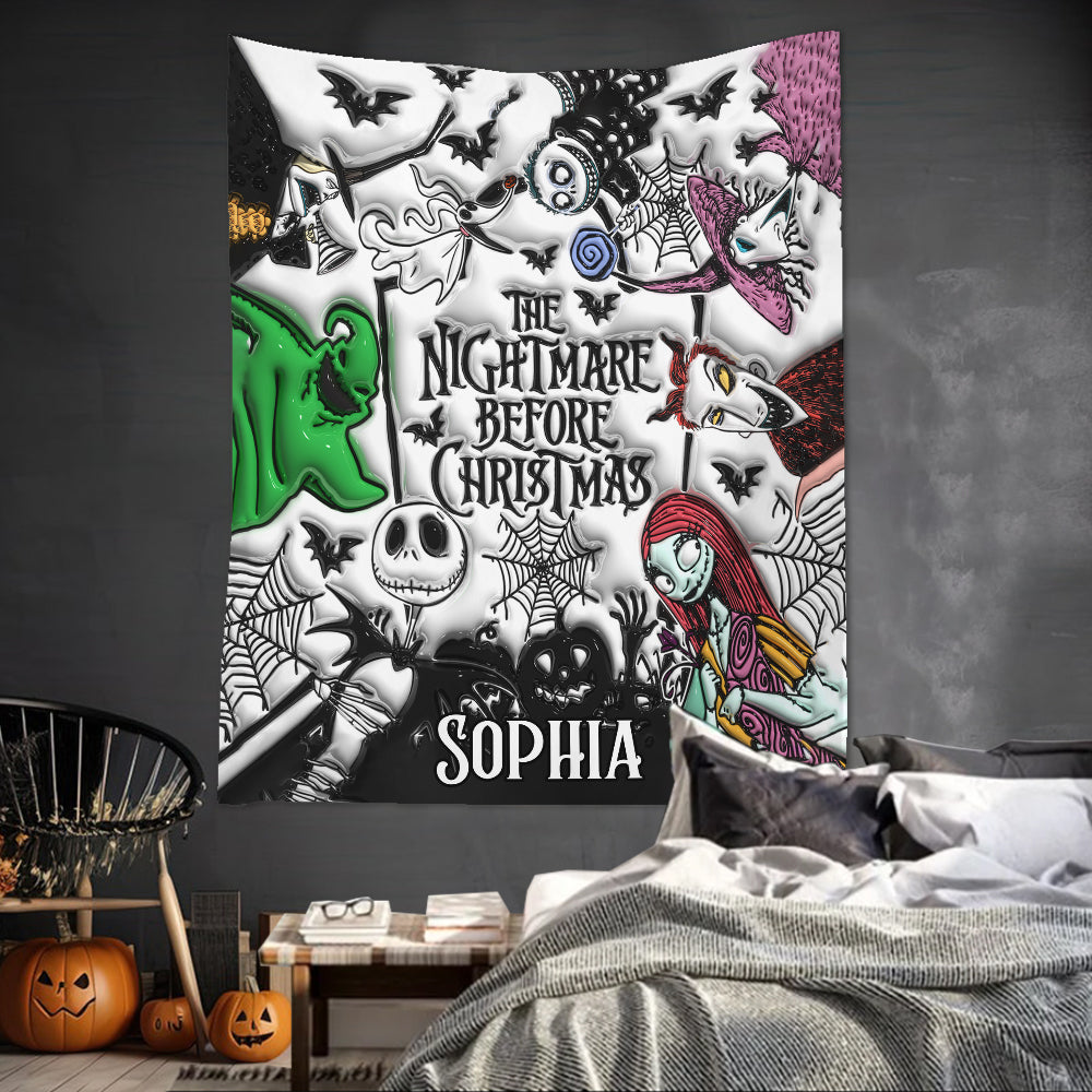 Personalized Nightmare Before Christmas Wall Tapestry Decor Gift Wall Tapestry GradoCreations