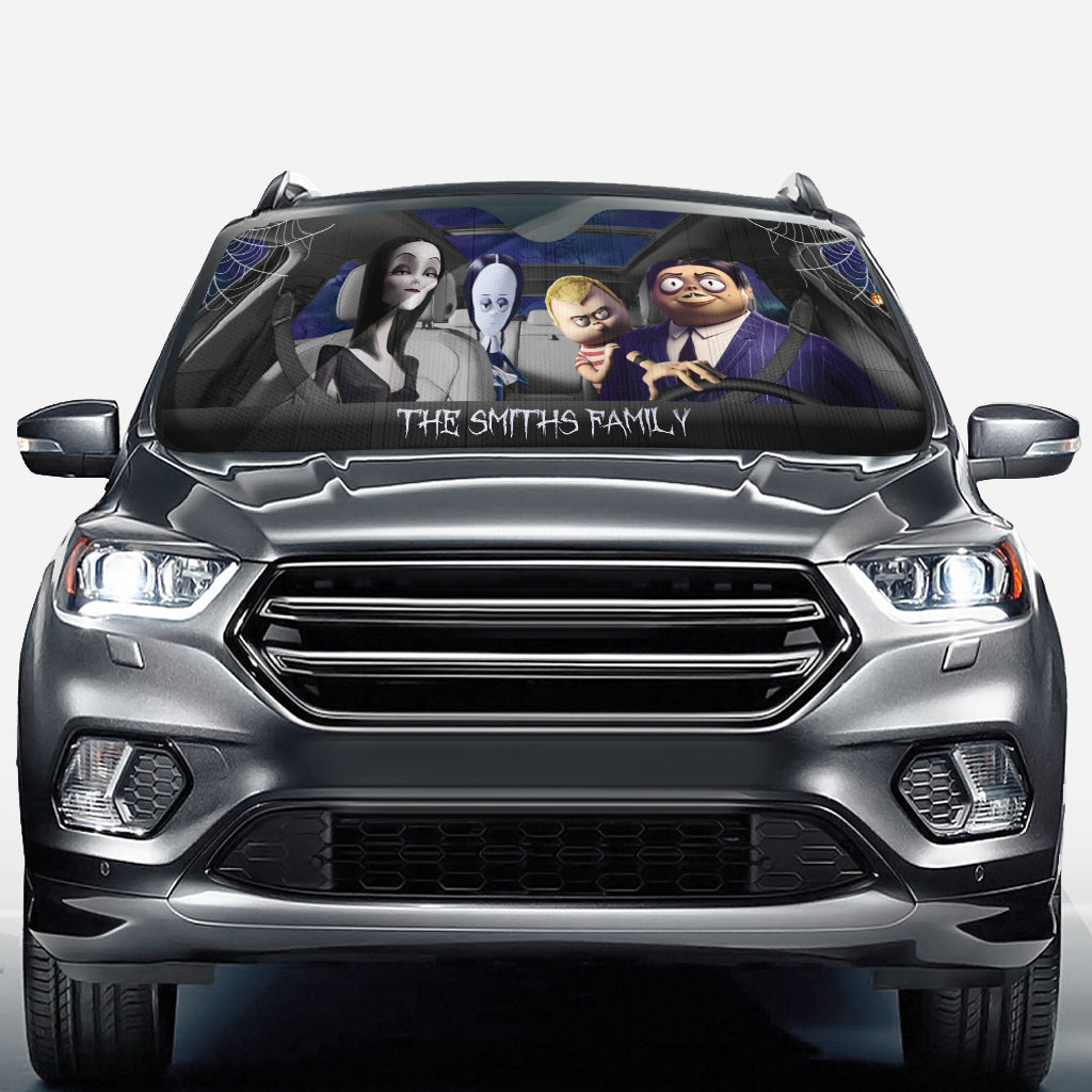 Personalized Halloween Car Sunshade Custom Family Name Gift Car Sunshade GradoCreations