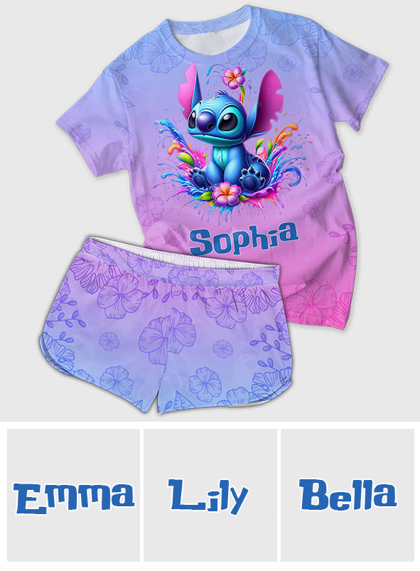 Personalized All Over Shirt & Shorts Set with Custom Name for Kids All Over Shirt & Women Shorts GradoCreations