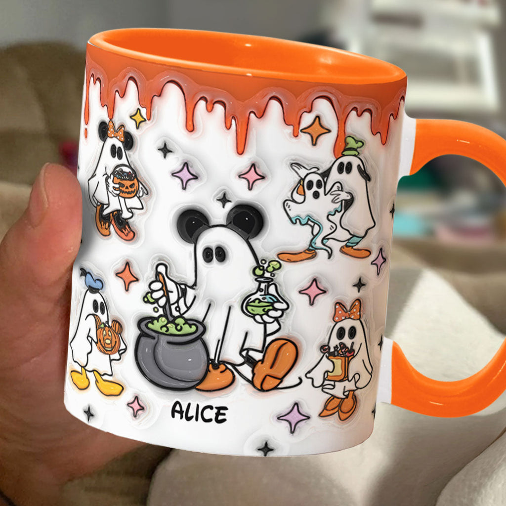 Personalized Spooky Ghost Accent Mug Custom Name Halloween Gift Accent Mug GradoCreations