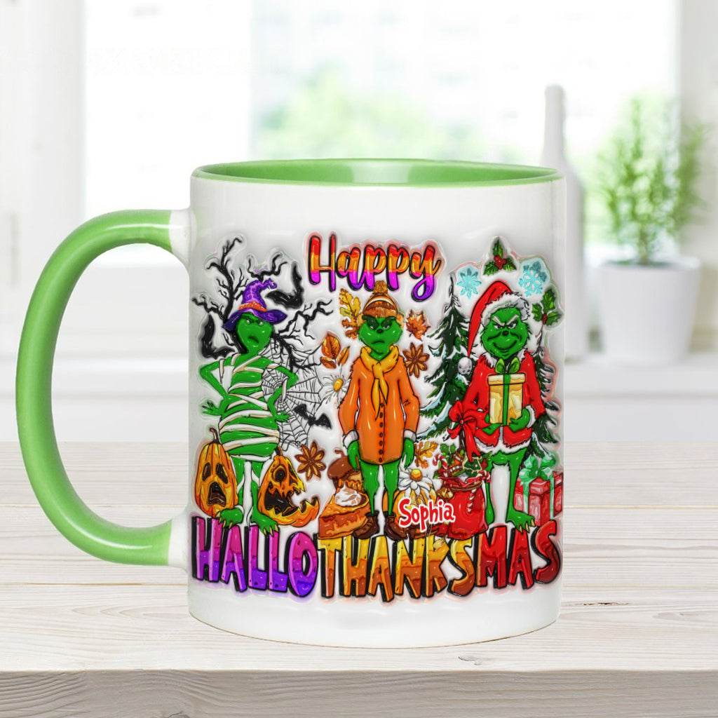 Personalized Grinch Accent Mug Custom Name Holiday Gift Accent Mug GradoCreations