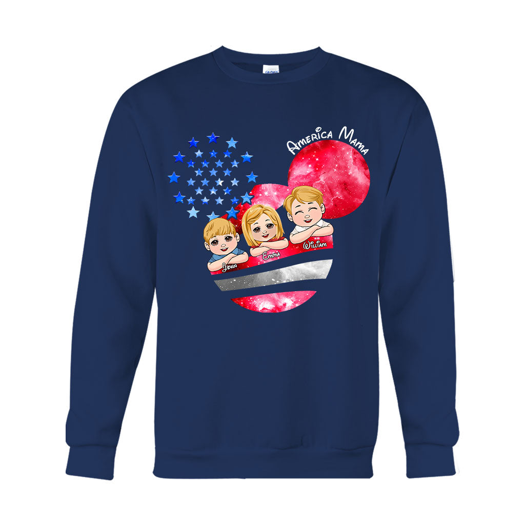 Personalized America Mama T-Shirt & Hoodie Custom Family Gift T-shirt & Hoodie GradoCreations