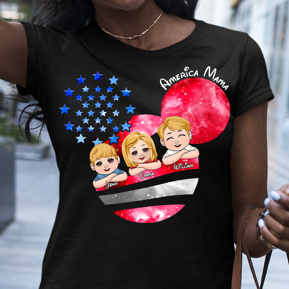 Personalized America Mama T-Shirt & Hoodie Custom Family Gift T-shirt & Hoodie GradoCreations