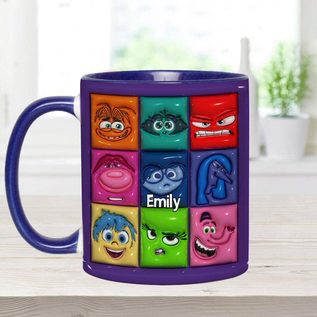 Personalized Accent Mug with Emotion Faces Custom Name Gift Accent Mug GradoCreations