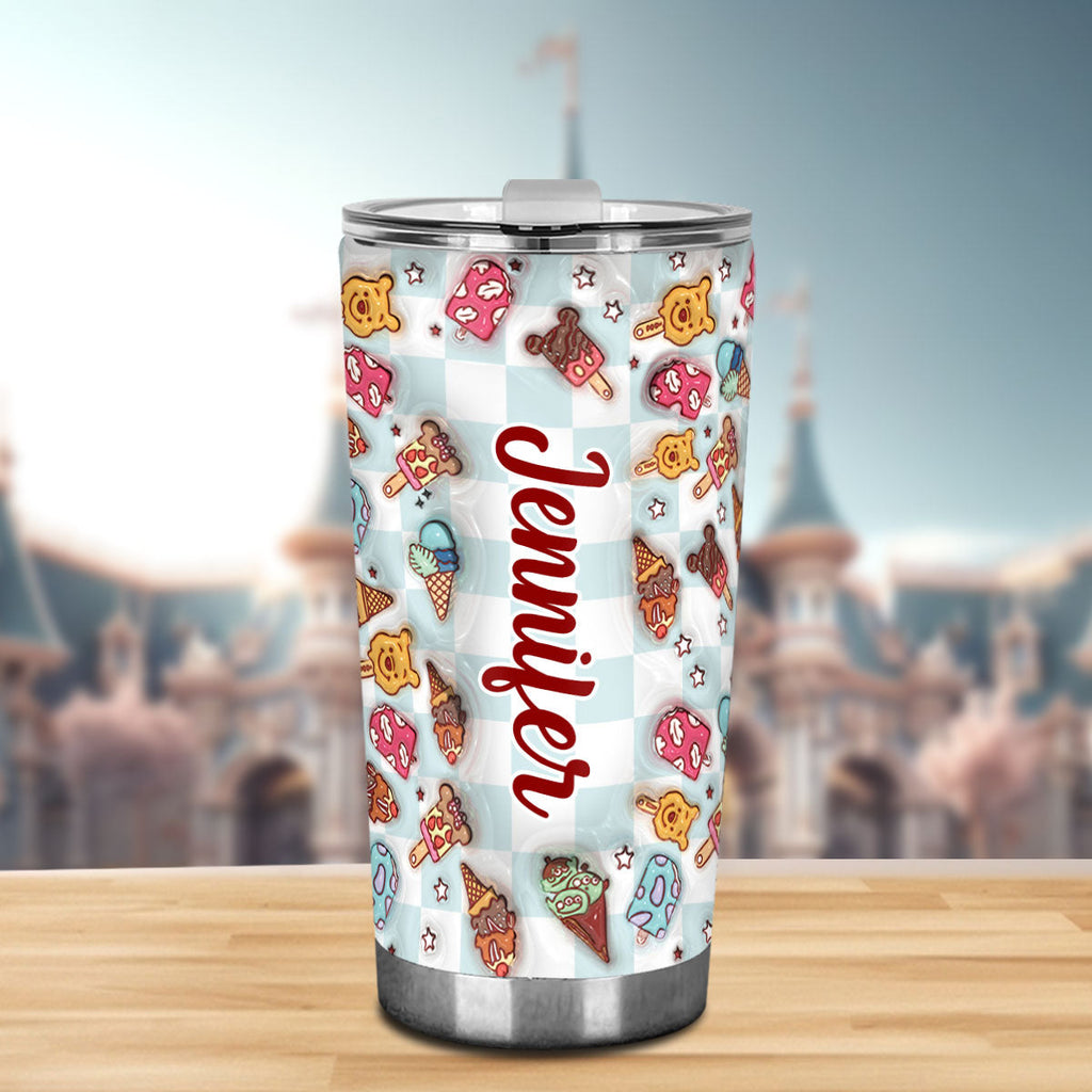 Personalized Tumbler with Snacks Design Custom Name Gift Tumbler GradoCreations