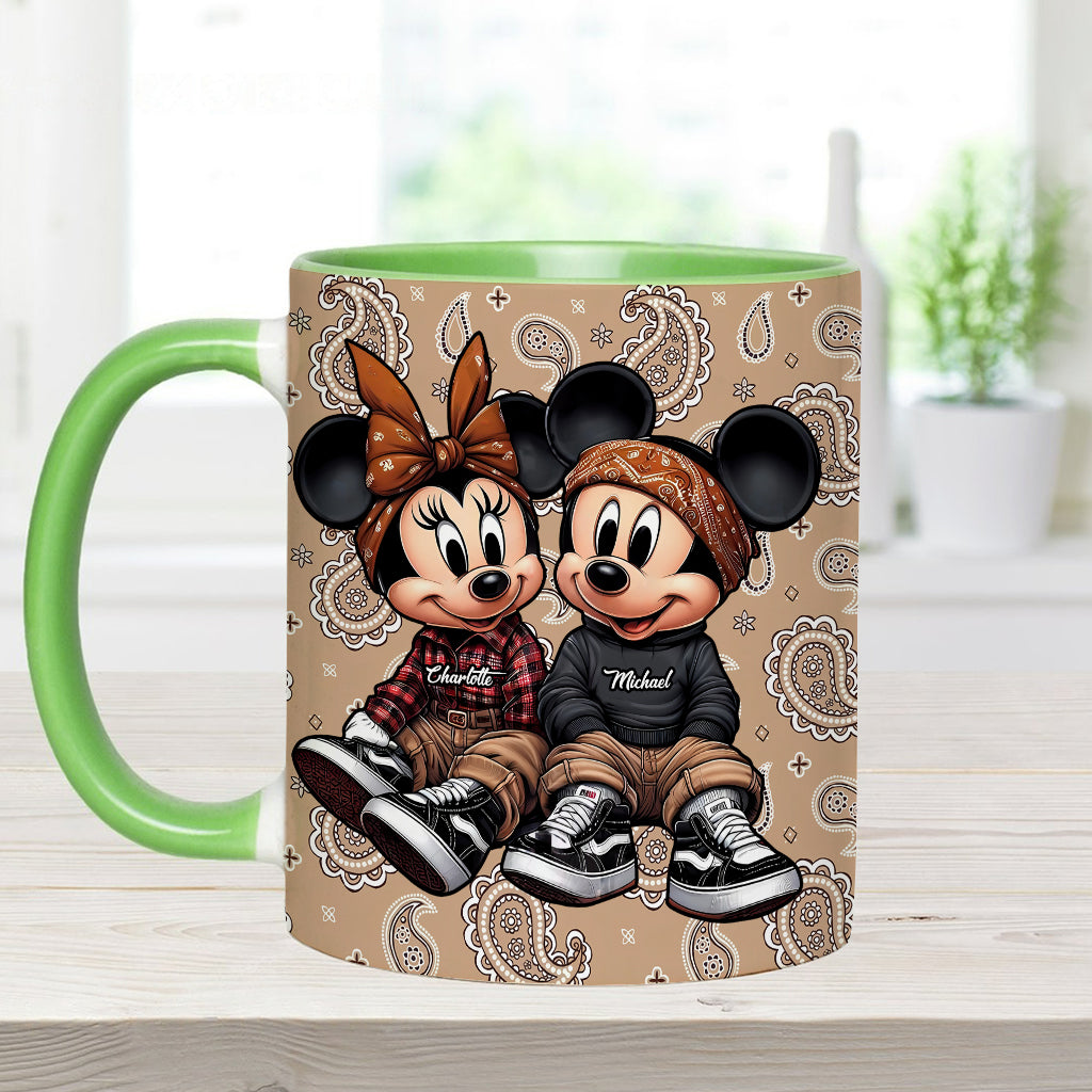 Personalized Mouse Couple Accent Mug Custom Name Gift for Anniversary Accent Mug GradoCreations