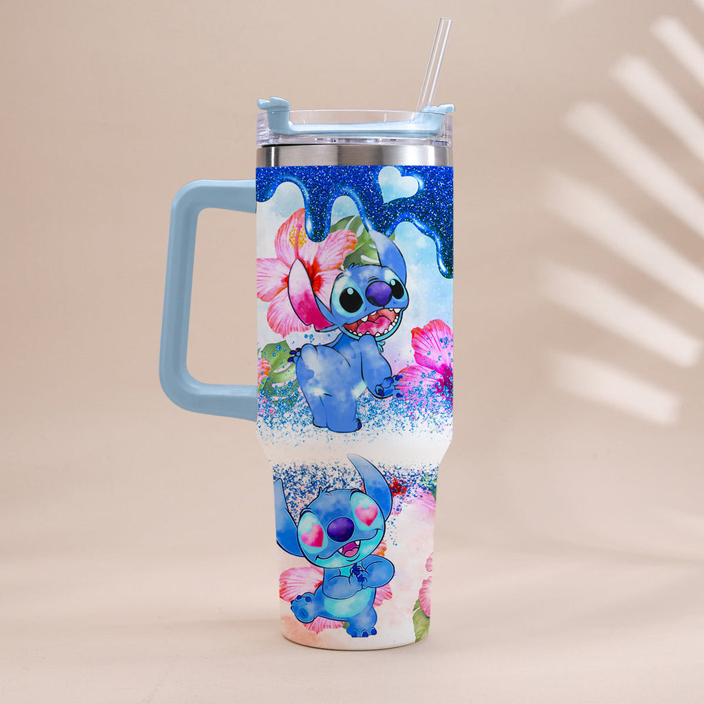 Personalized Tropical Vibe Tumbler With Handle Custom Name Gift Tumbler With Handle GradoCreations
