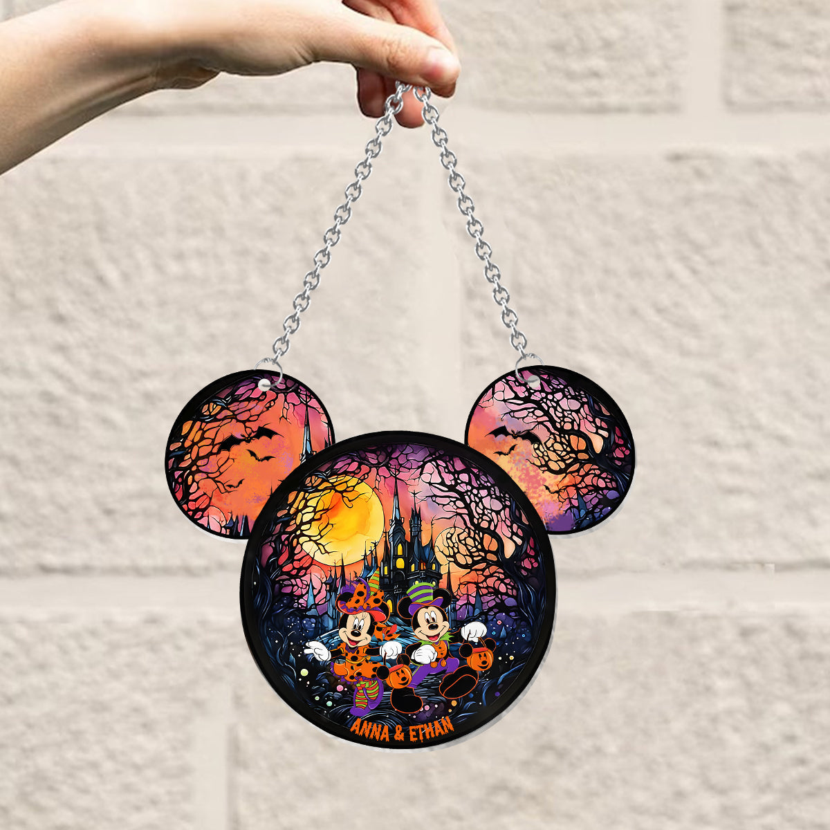 Personalized Halloween Mouse Couple Suncatcher Ornament Gift Window Hanging Suncatcher Ornament GradoCreations